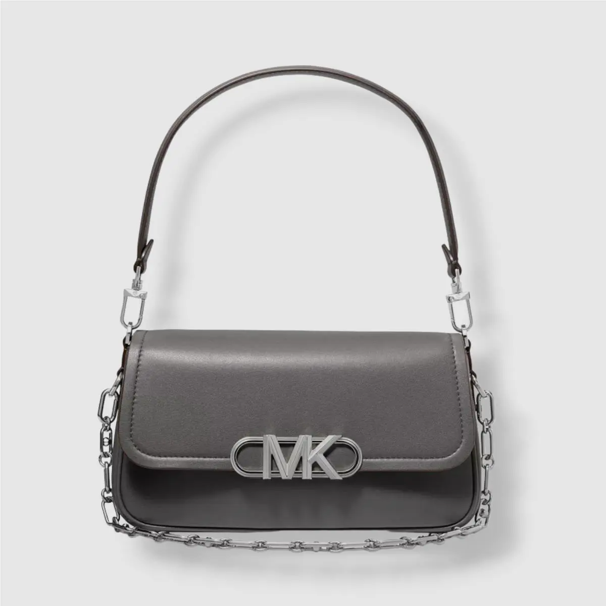 Michael Kors Parker Convertible Shoulder Bag Heather Grey Chains Gift Box