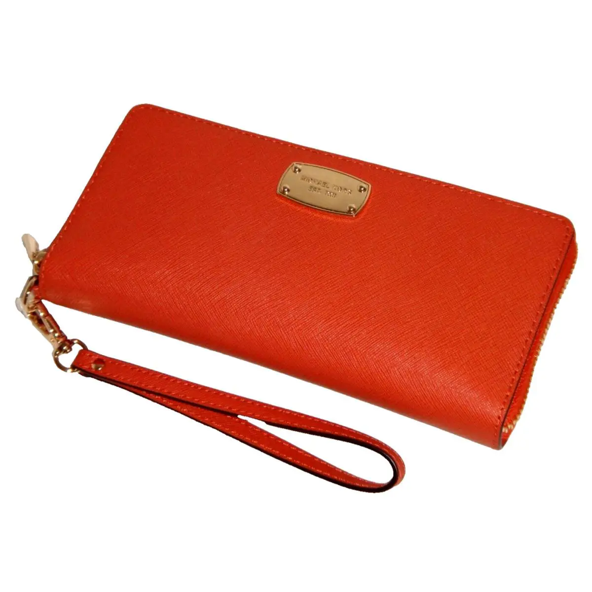 Michael Kors Women`s MK Travel Continental Wallet Clutch Orange Saffiano Leather