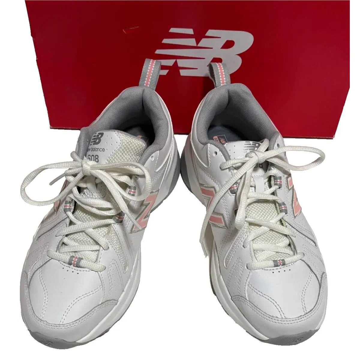 New Balance Womens 608 Training Sneakers White/pink WX608WB5 Size 7D
