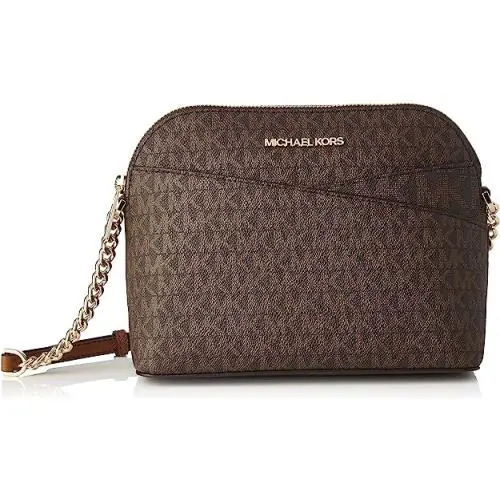 Michaels Kors Brown Jet Set Travel MD Dome Crossbody Bag