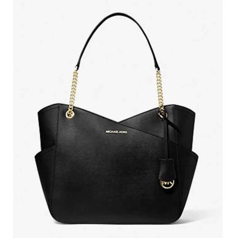 Michael Kors Jet Set LG Shoulder Black Saffiano Leather Handbag
