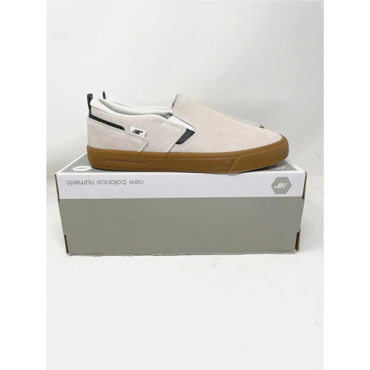 New Balance Womens 8.5 Mens 7 Jamie Foy Leather 306 Laceless White Slip On Shoes