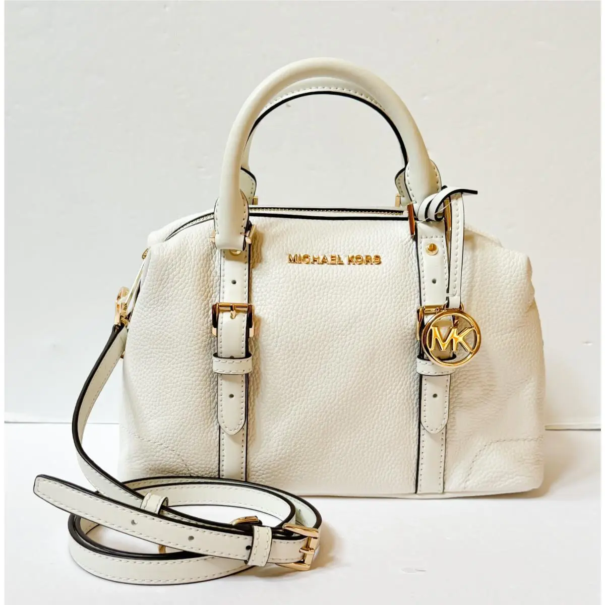Michael Kors Ginger Small Duffle Shoulder Crossbody Bag Optic White