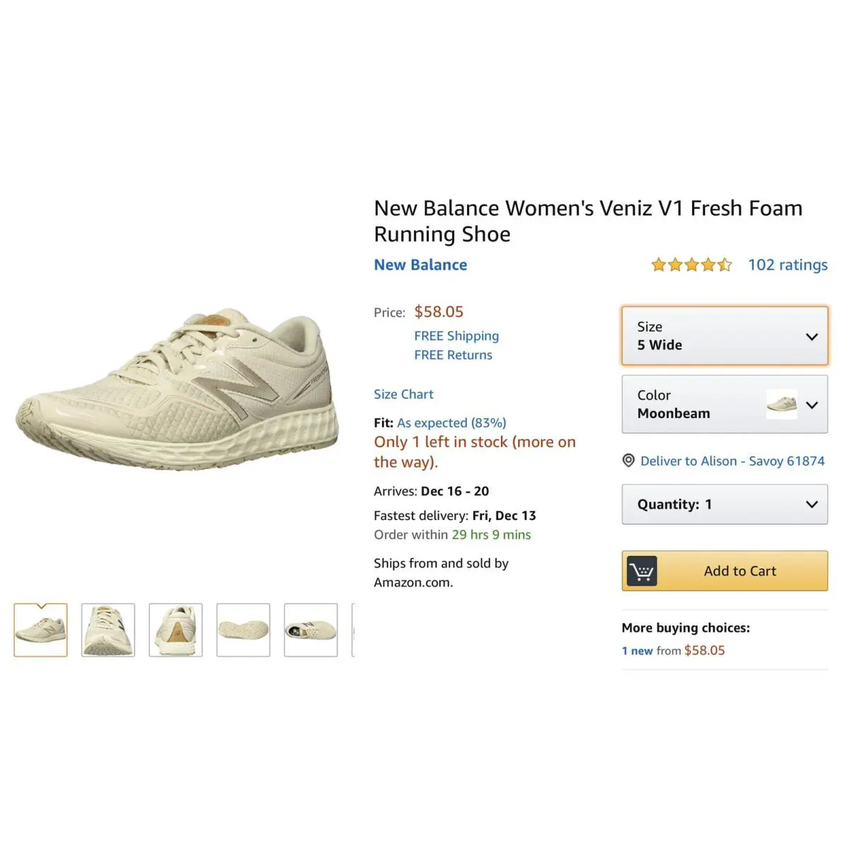 New Balance shoes - New Balance Fresh Foam Zante - WVNZCM1-121-5 US - Moonbeam (UPC: 0191902138547) 6