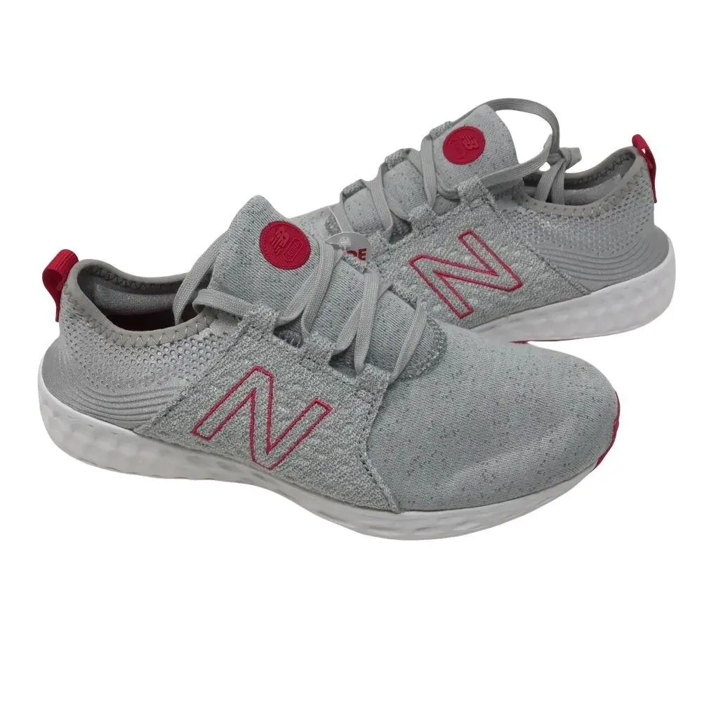 New Balance Kid`s Cruz V1 Running Shoes Size 5 Wide - Silver mink/magnetic pink