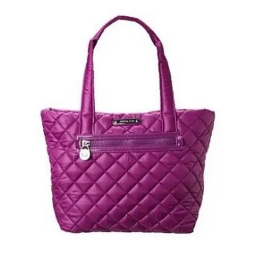 Michael Kors Sadie Large Quilted Nylon Tote Purple Pomegranate Bag