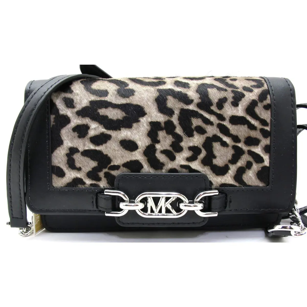 Michael Kors Heather Sm Phone Leather Crossbody W/haircalf Flap Heather Grey