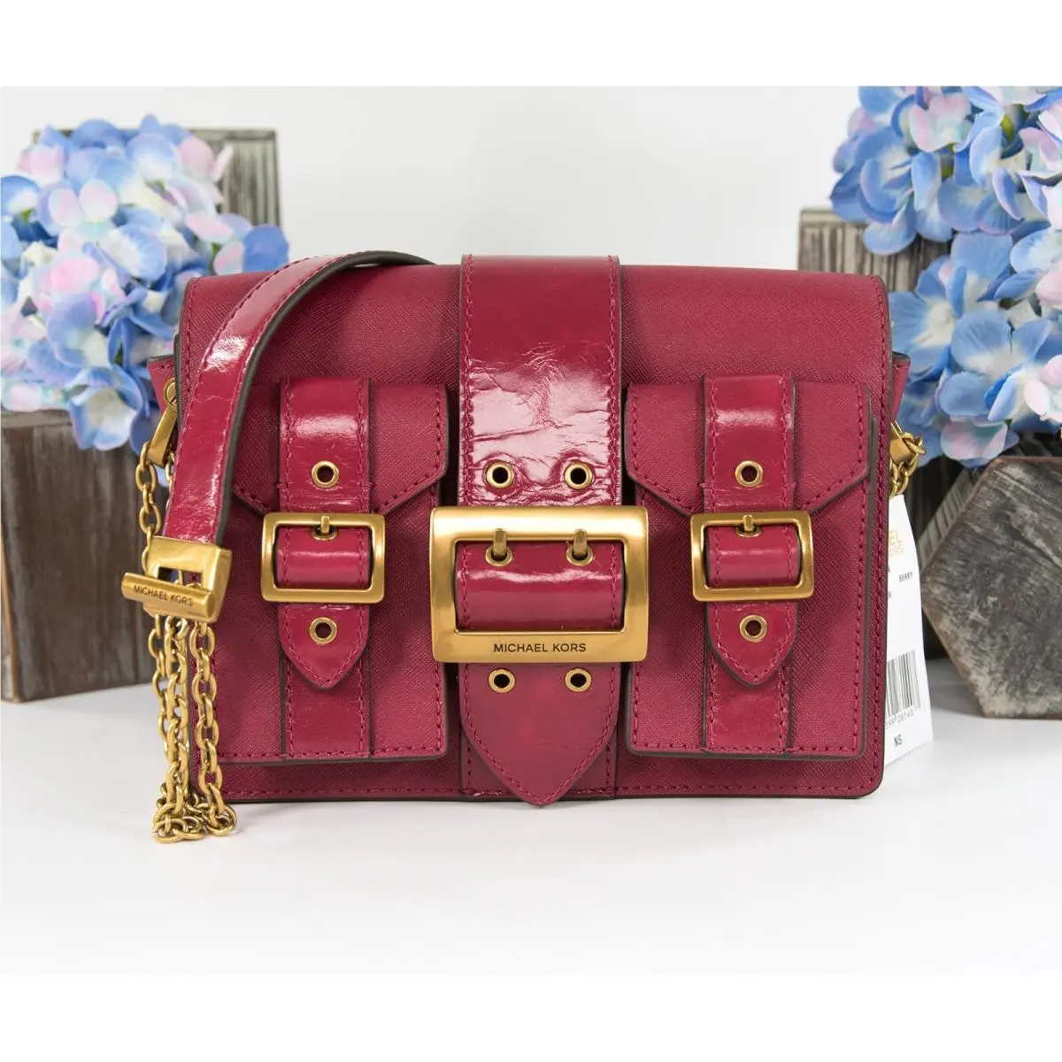 Michael Kors Berry Glazed Leather Hayden Medium Messenger Bag