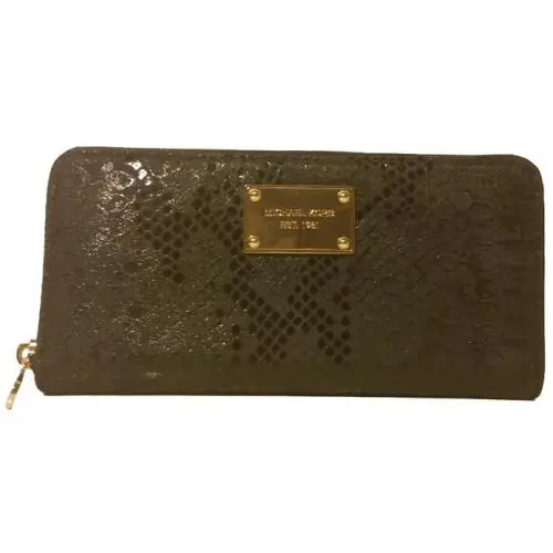 Michael Kors Jet Set Item Black Python Embossed Leather Zip-around Wallet Clutch