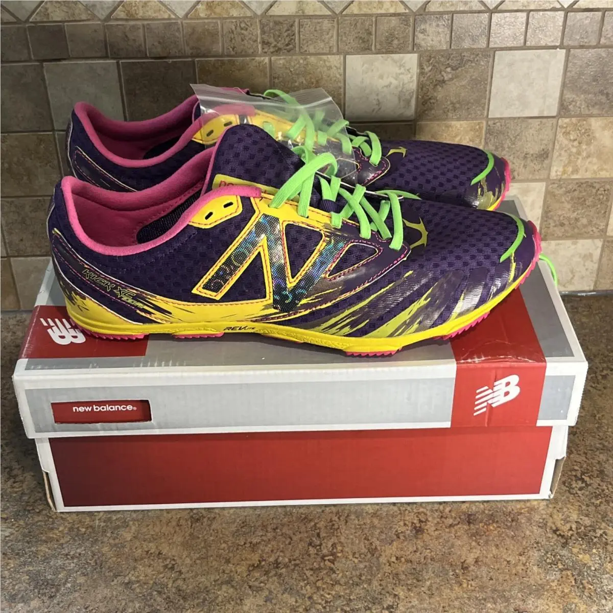 New Balance Track and Field Women`s Running Shoe Purple/yellow WXC700SP Size 10