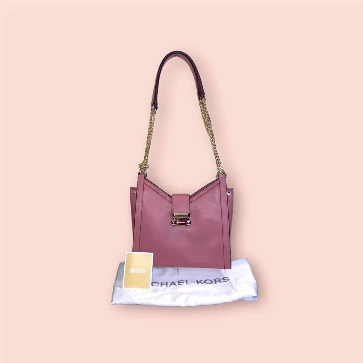 Michael Kors Rose Small Chain Whitney Designer Shoulder Tote Bag