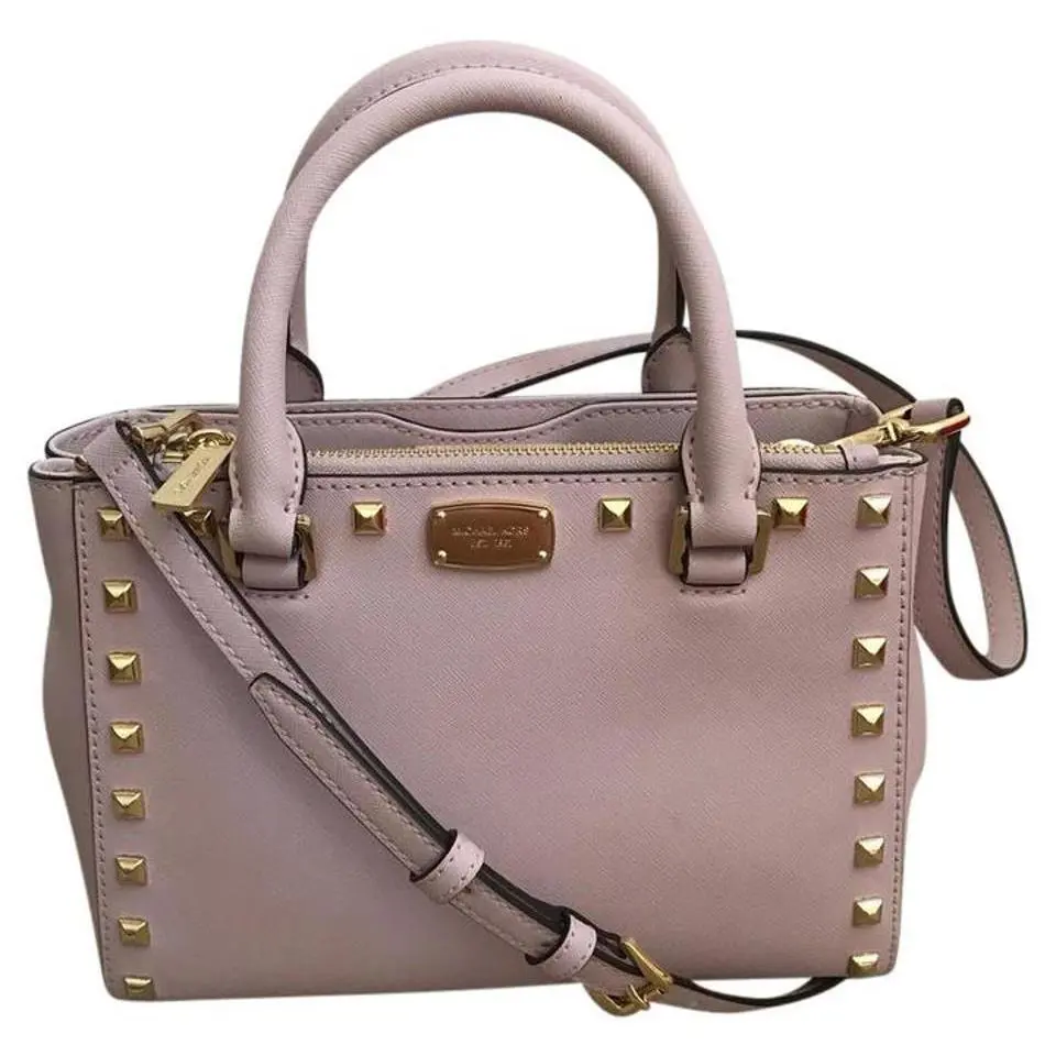 Michael Kors 35T7GK9S0L Kellen Studded XS Saffiano Leather Satchel Bag Blossom - Lining: Beige, Exterior: Blossom Pink, Hardware: Gold