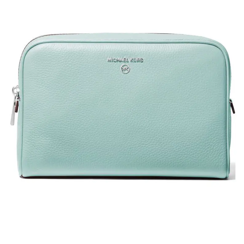Michael Kors Jet Set Charm Zip Travel Zip Closure Pouch Leather Fair Aqua
