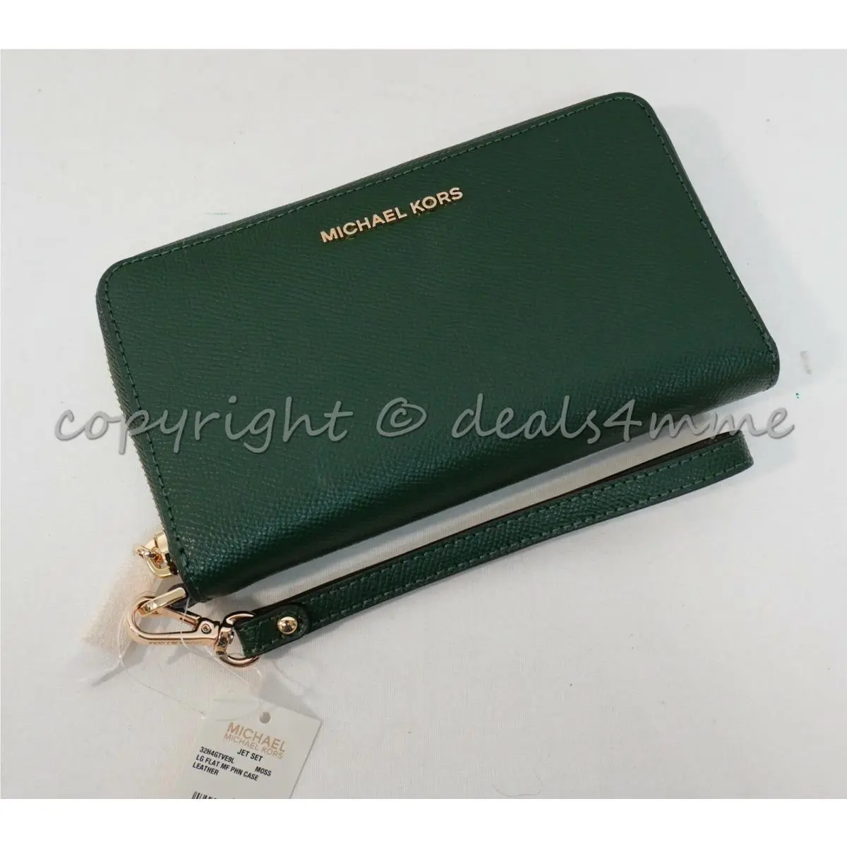 Michael Kors 32H4GTVE9L Large Flat Multi-function Phone Case in Moss