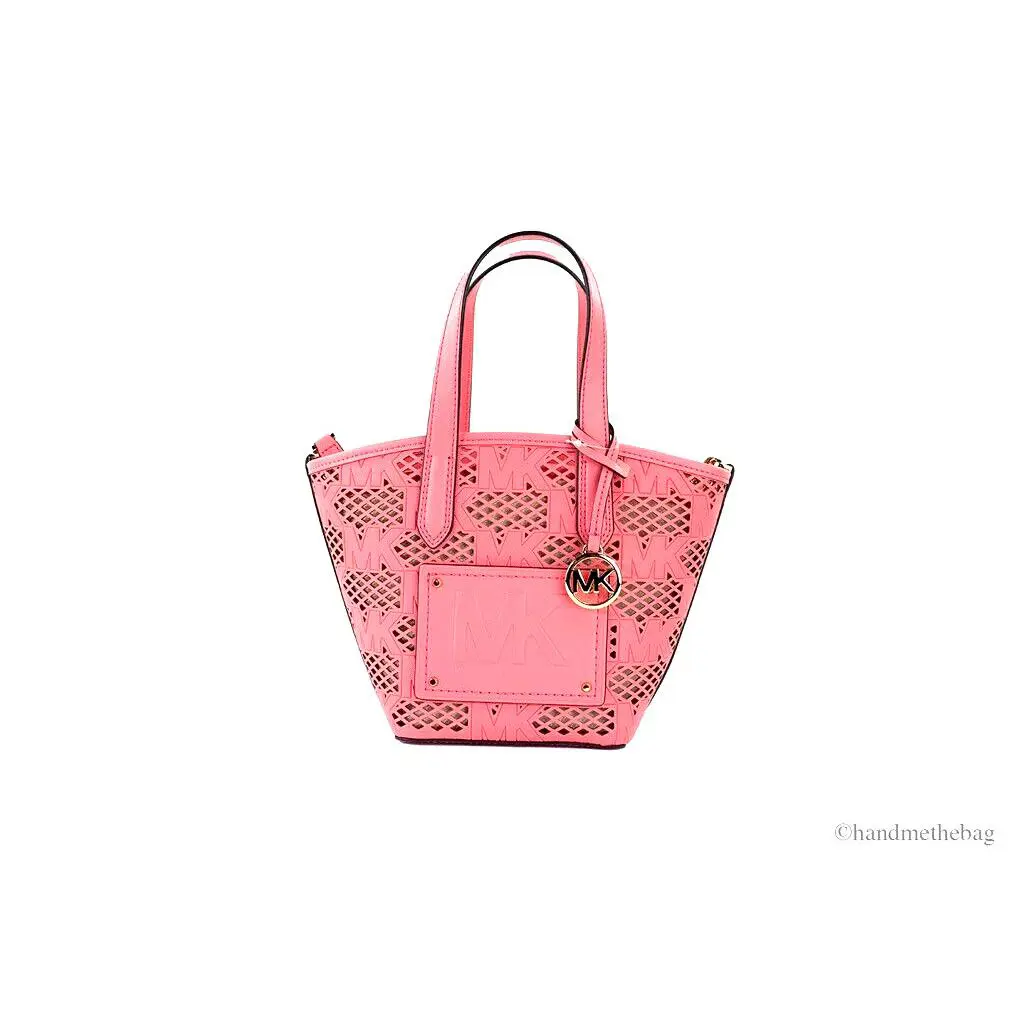 Michael Kors Kimber Small Tea Rose Leather 2-in-1 Zip Tote Messenger Bag Purse