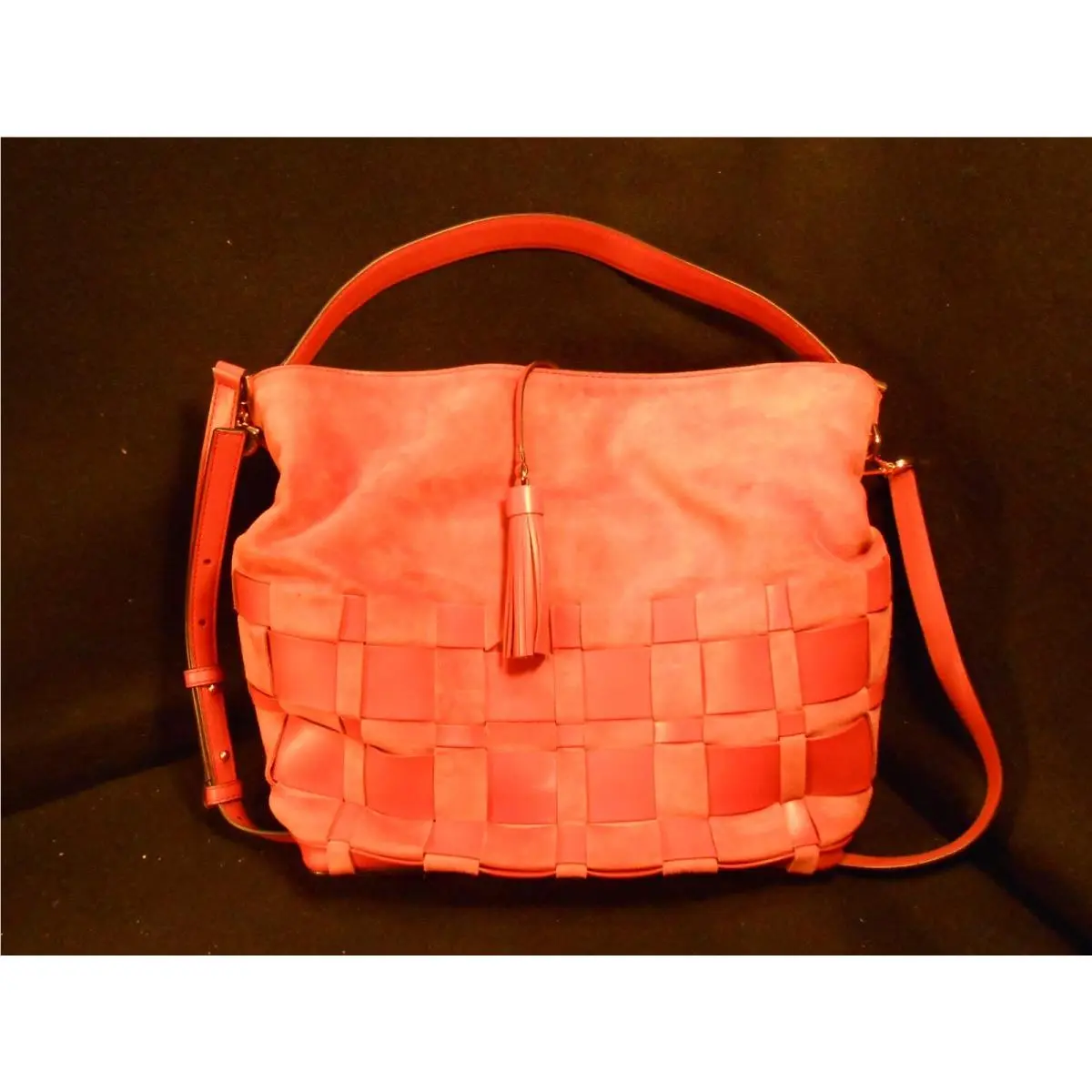 Authenticated Michael Kors Vivian Cinnamon Woven Suede Leather Hobo