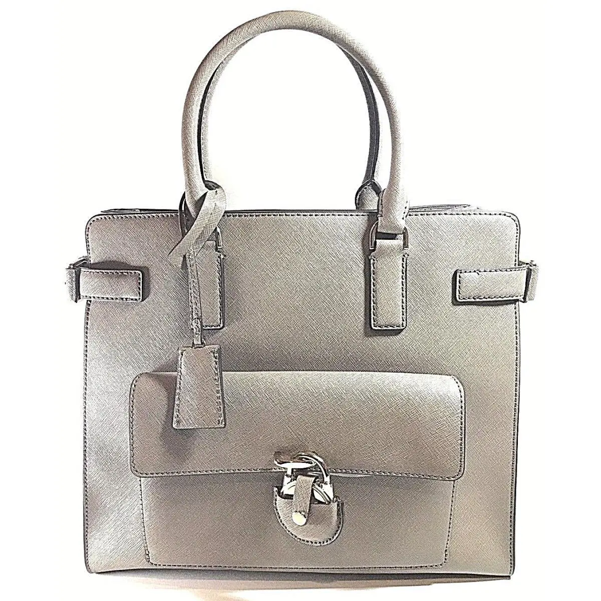 Michael Kors Emma Large North South Saffiano Leather Tote Dark Dune - Exterior: Dark Dune