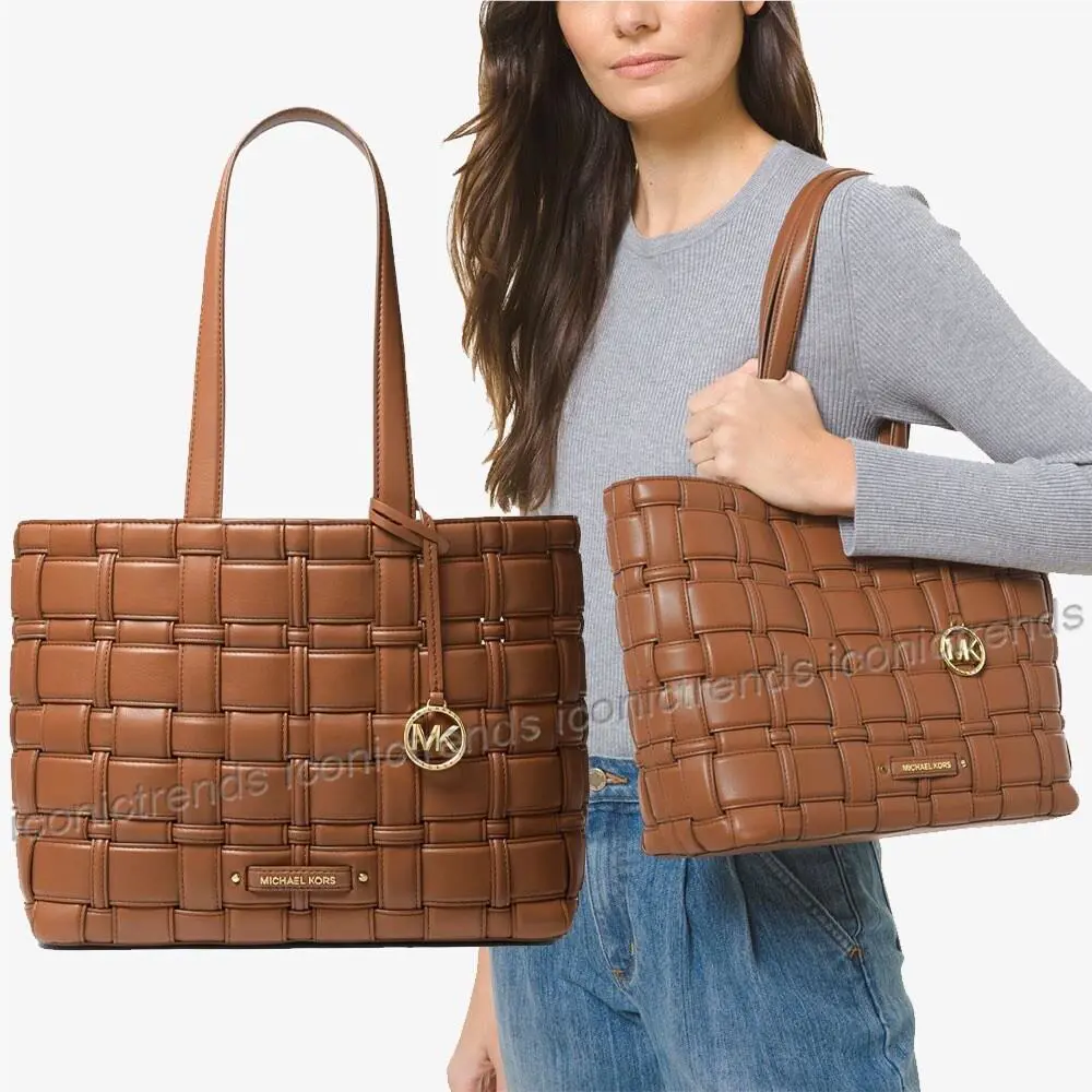 Michael Kors Ivy Medium Leather East West Tote Luggage Brown