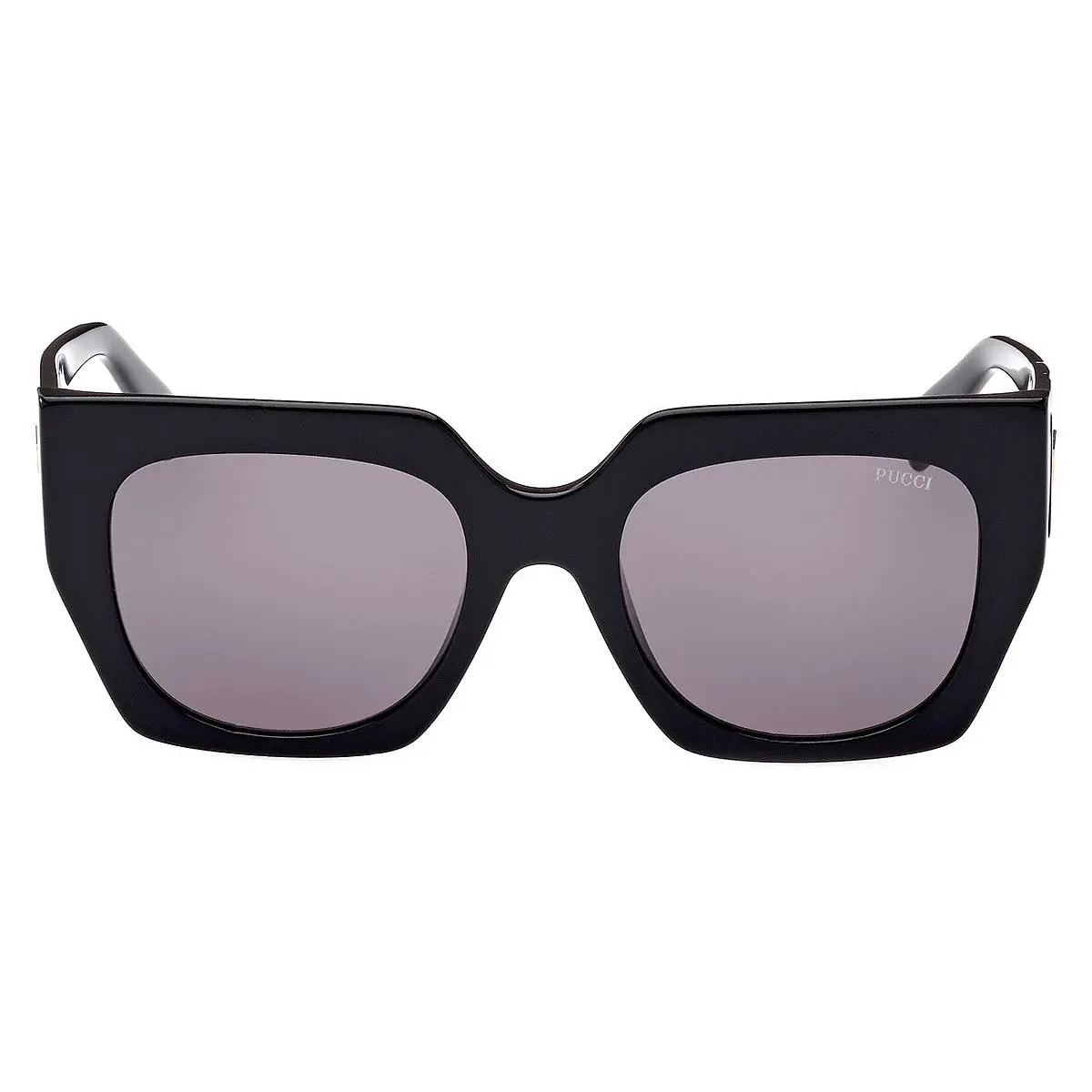 Emilio Pucci EP0197 Sunglasses Shiny Black/black Yellow Gold Smoke 52mm