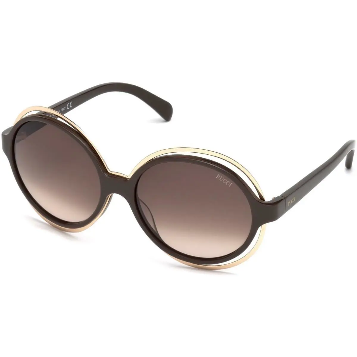 Emilio Pucci EP 0055 Sunglasses 48F Shiny Dark Brown / Gradient Brown
