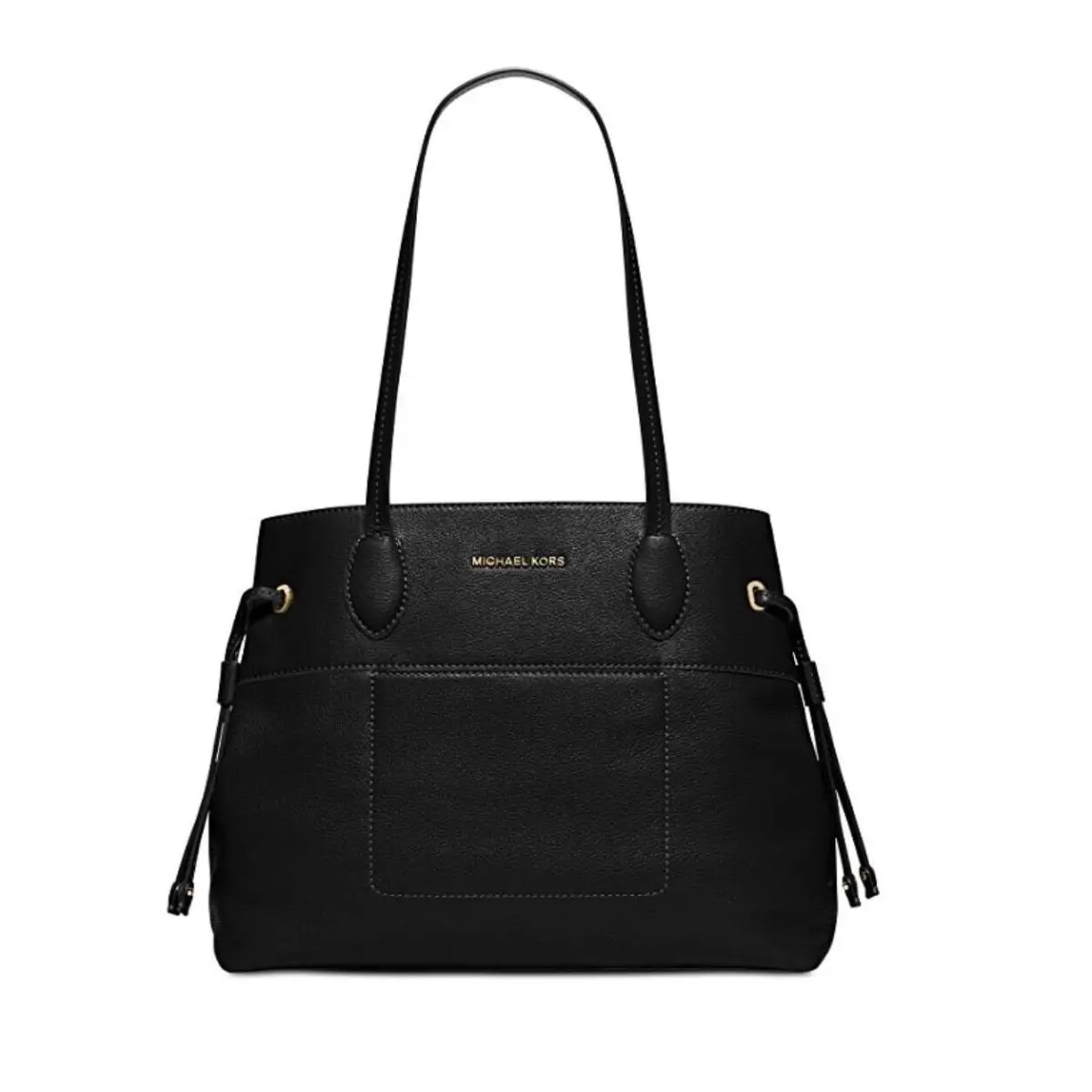 Michael Kors Mae Black Large East West Drawstring Tote Leather