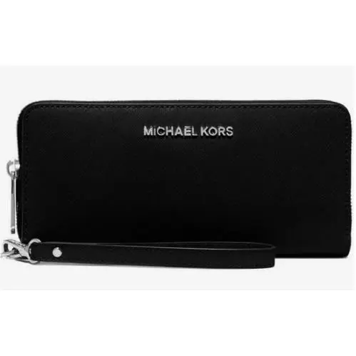 Womens Leather Continental Wristlet Black by Michael Kors