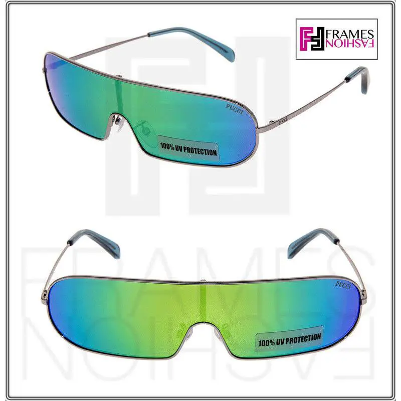 EP68 Ruthenium Thin Wrap Futuristic Iridium Mirror Sunglasses EP 68 by Emilio Pucci