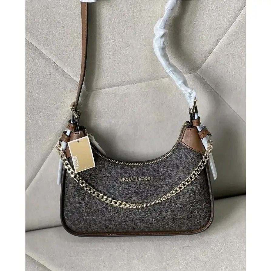 Michael Kors Wilma Small Brown Signature Chain Crossbody Bag Purse
