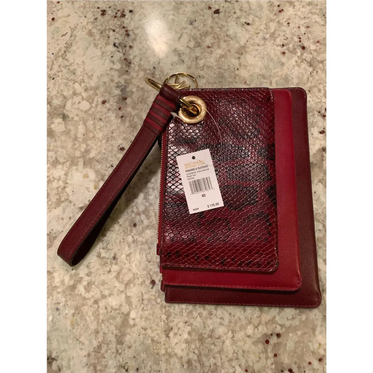 Michael Kors Trio Wallet In Oxblood/maroon 3-in-one
