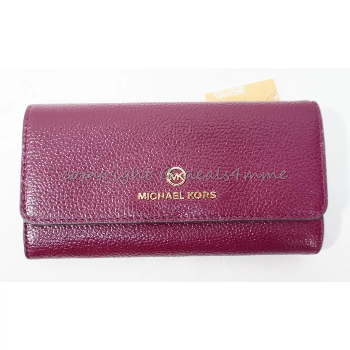 Michael Kors 32F1GT9E3L North South Leather Jet Set Charm Wallet in Dark Berry