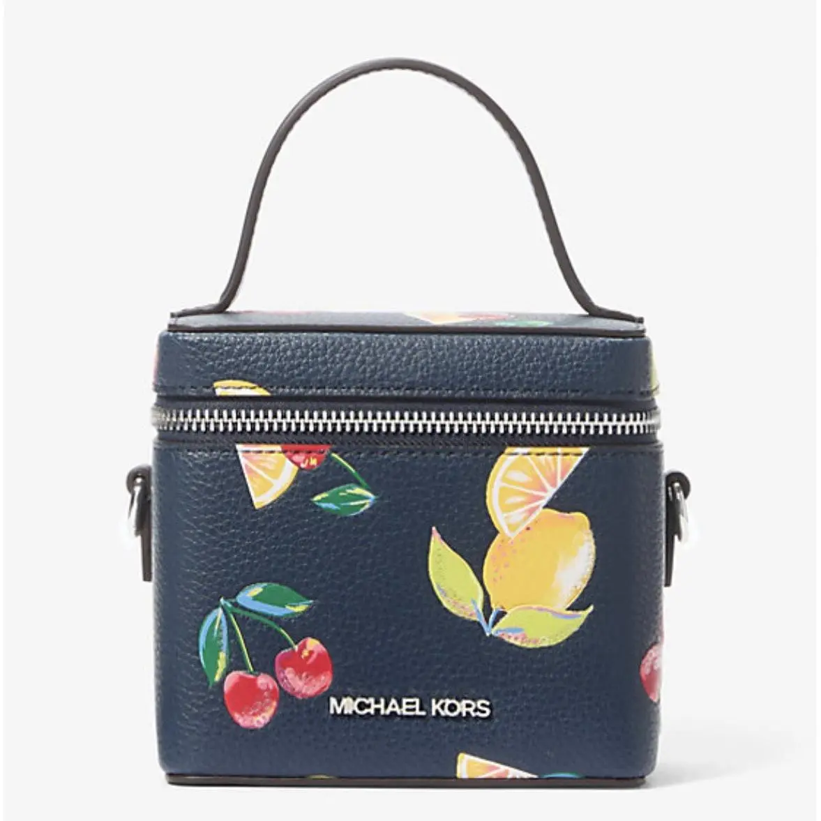 Michael Kors Sandrine Small Sequined Lemon Print Crossbody Bag Vanity Case