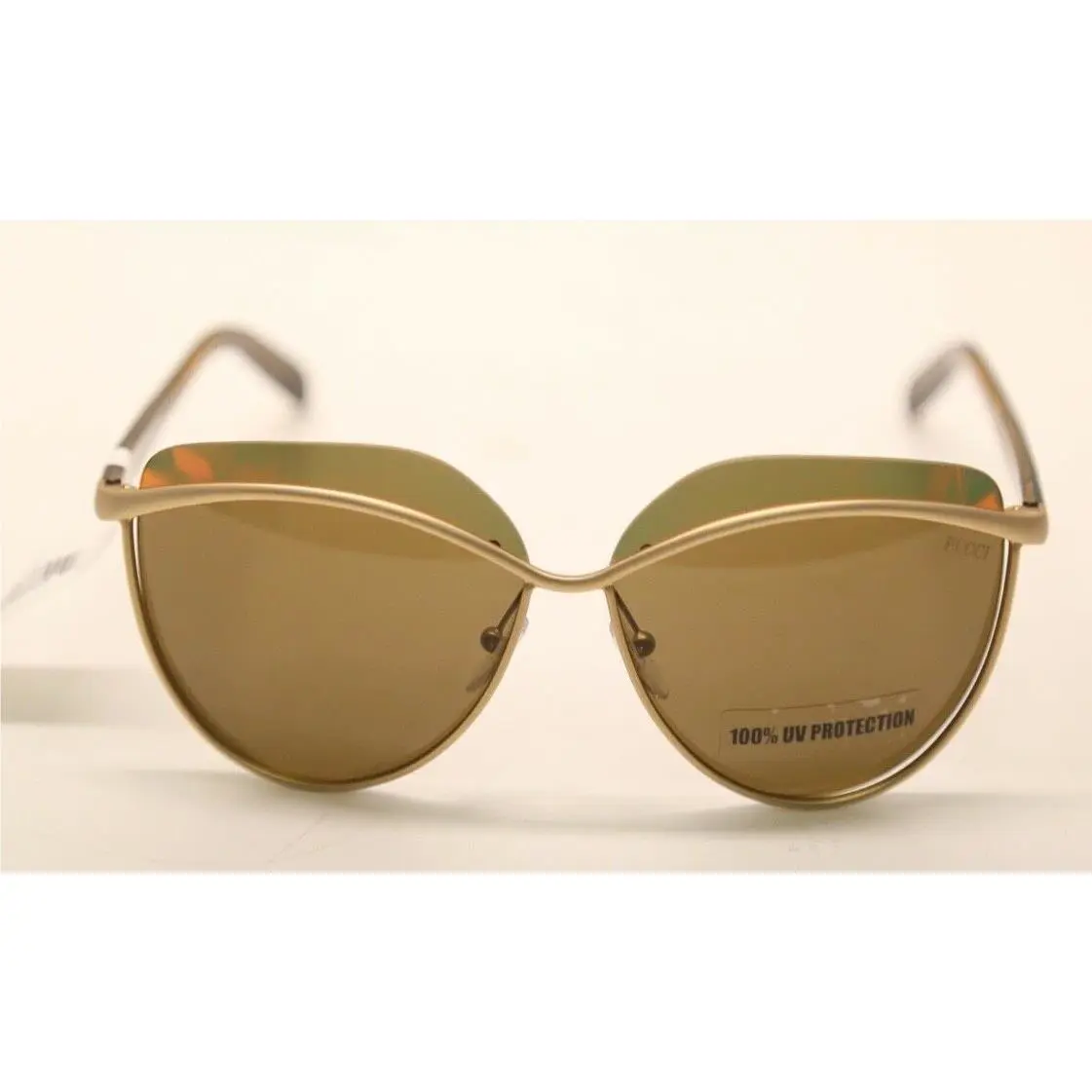 Emilio Pucci EP 52 Matte Gold Black 32M Cat Eye Sunglasses 1125