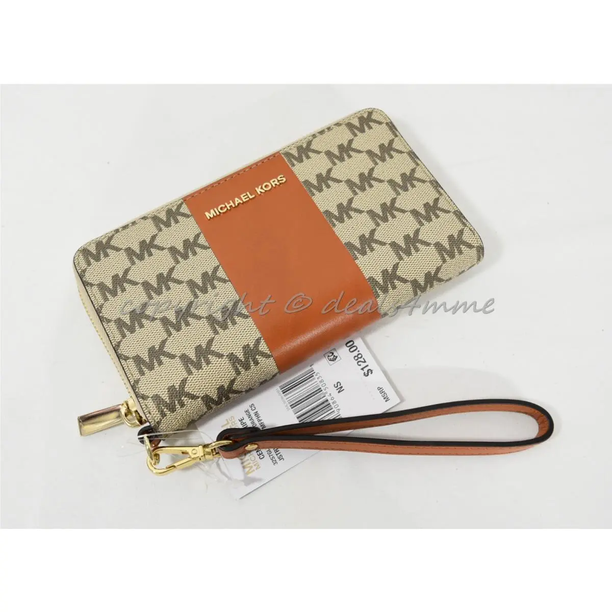 Center Stripe Multi-function Phone Wallet/wristlet Natural/orange by Michael Kors