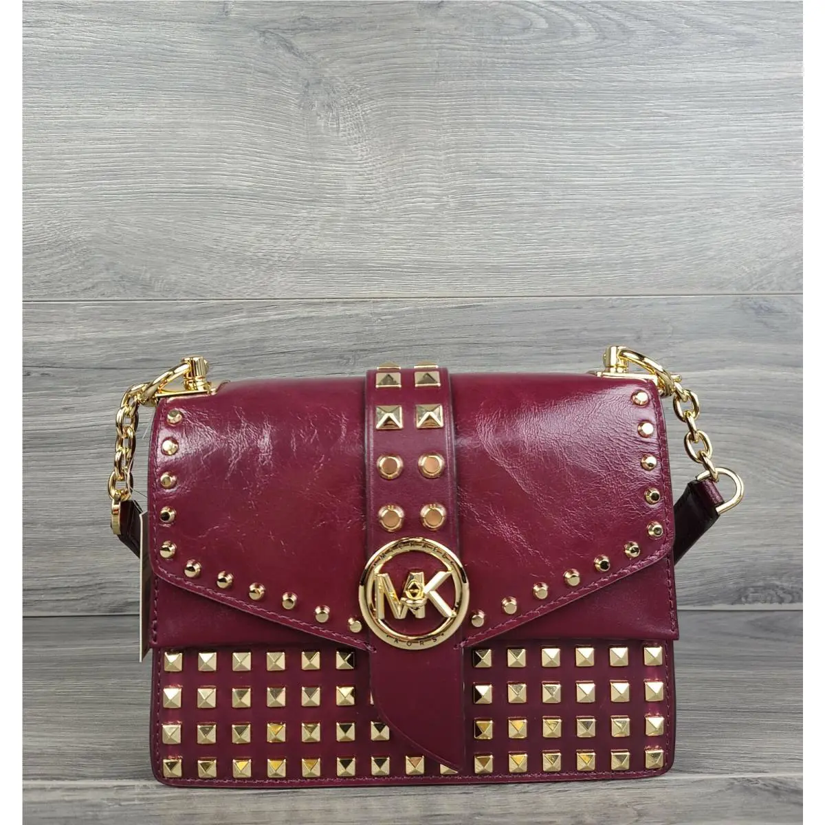 Michael Kors Crossbody Greenwich Small Leather Convertible Handbag Dark Berry