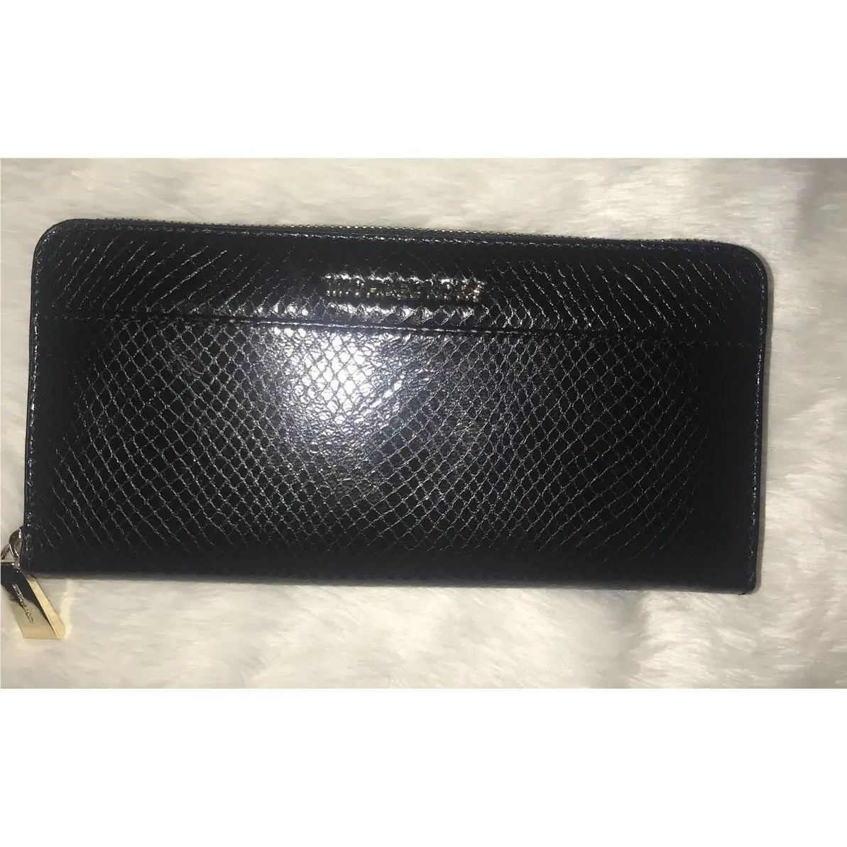 Michael Kors Pocket ZA Continental Embossed Leather Black Wallet 32H7MF6E6K