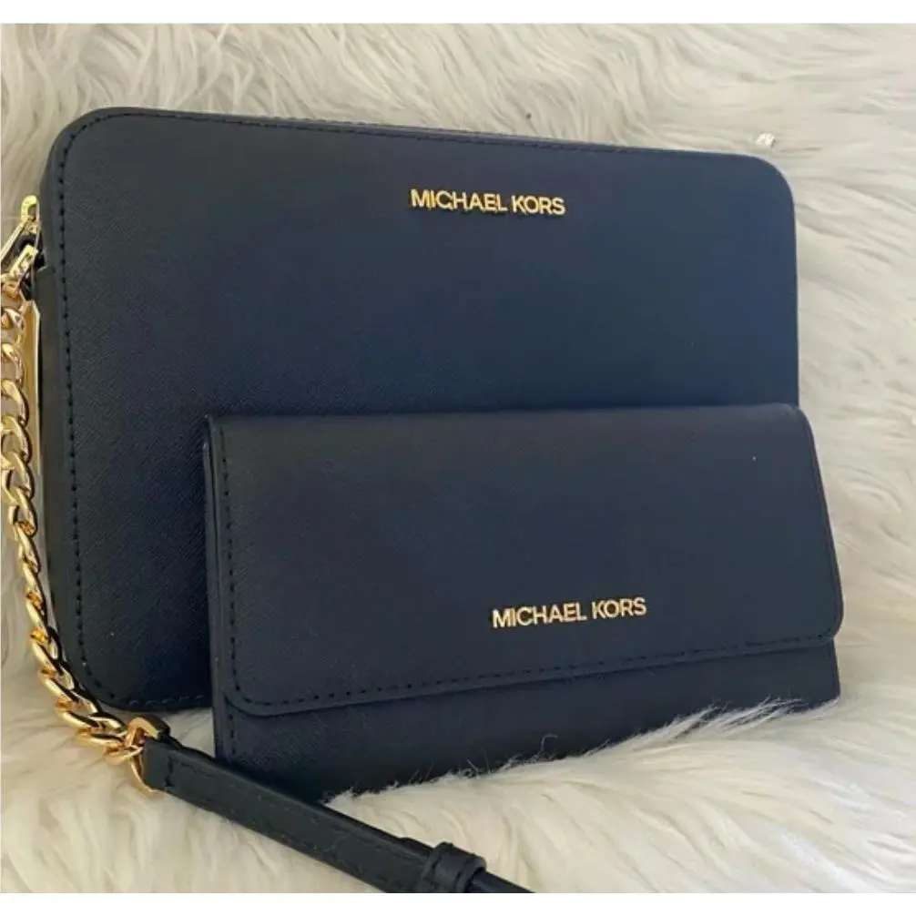 Michael Kors Jet Set Large Crossbody Messenger Bag + Wallet Set