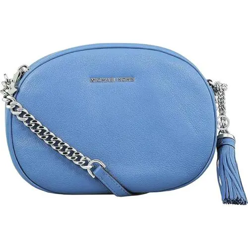 Michael Kors Ginny Leather Crossbody Denim - Hardware: Silver, Exterior: Denim, Lining: Black