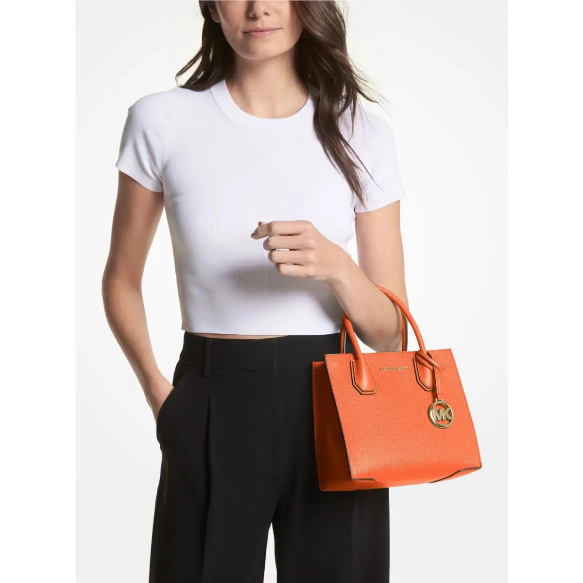 Michael Kors Mercer Medium Leather Messenger Crossbody Bag Handbag Purse