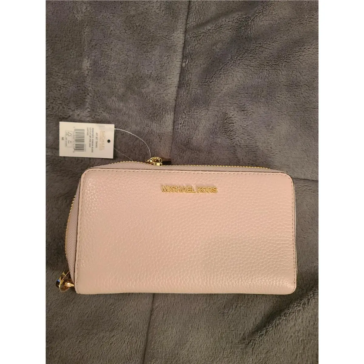 Michael Kors Jet Set Travel Large Flat Phone Wristlet Leather Powder Blush