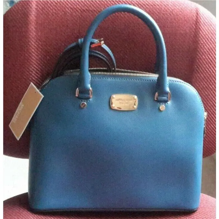 Michael Kors Blue Leather Satchel Bag Crossbody Purse