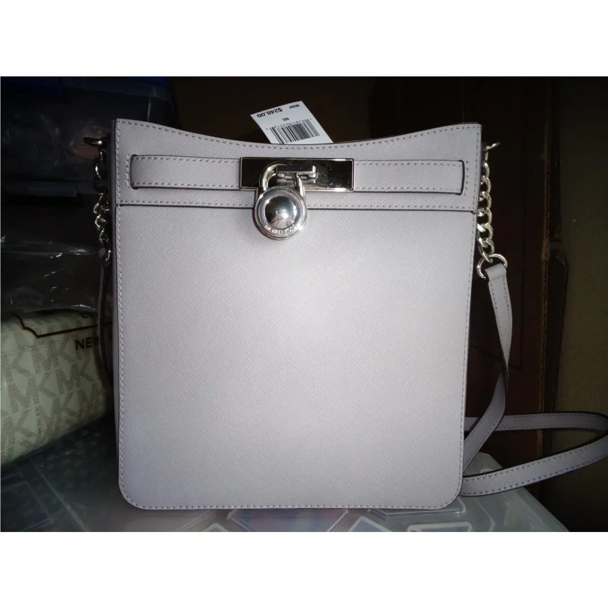 Michael Kors Hamilton Chain Lilac Messenger Leather Crossbody Handbag Msr