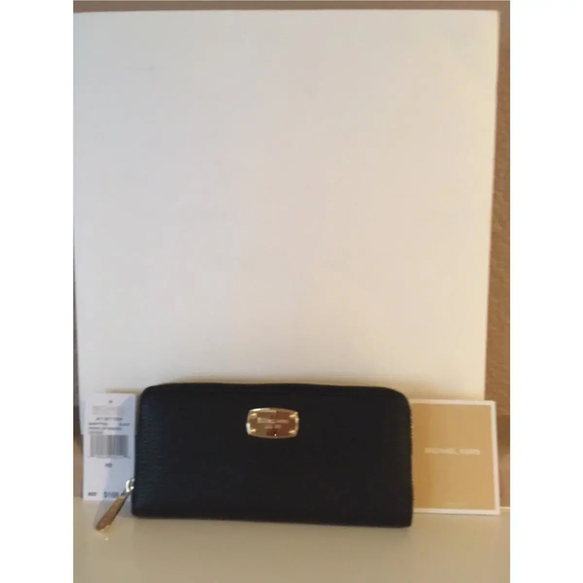 Michael Kors Black Jet Set Travel Zip Around Leather Wallet Retail