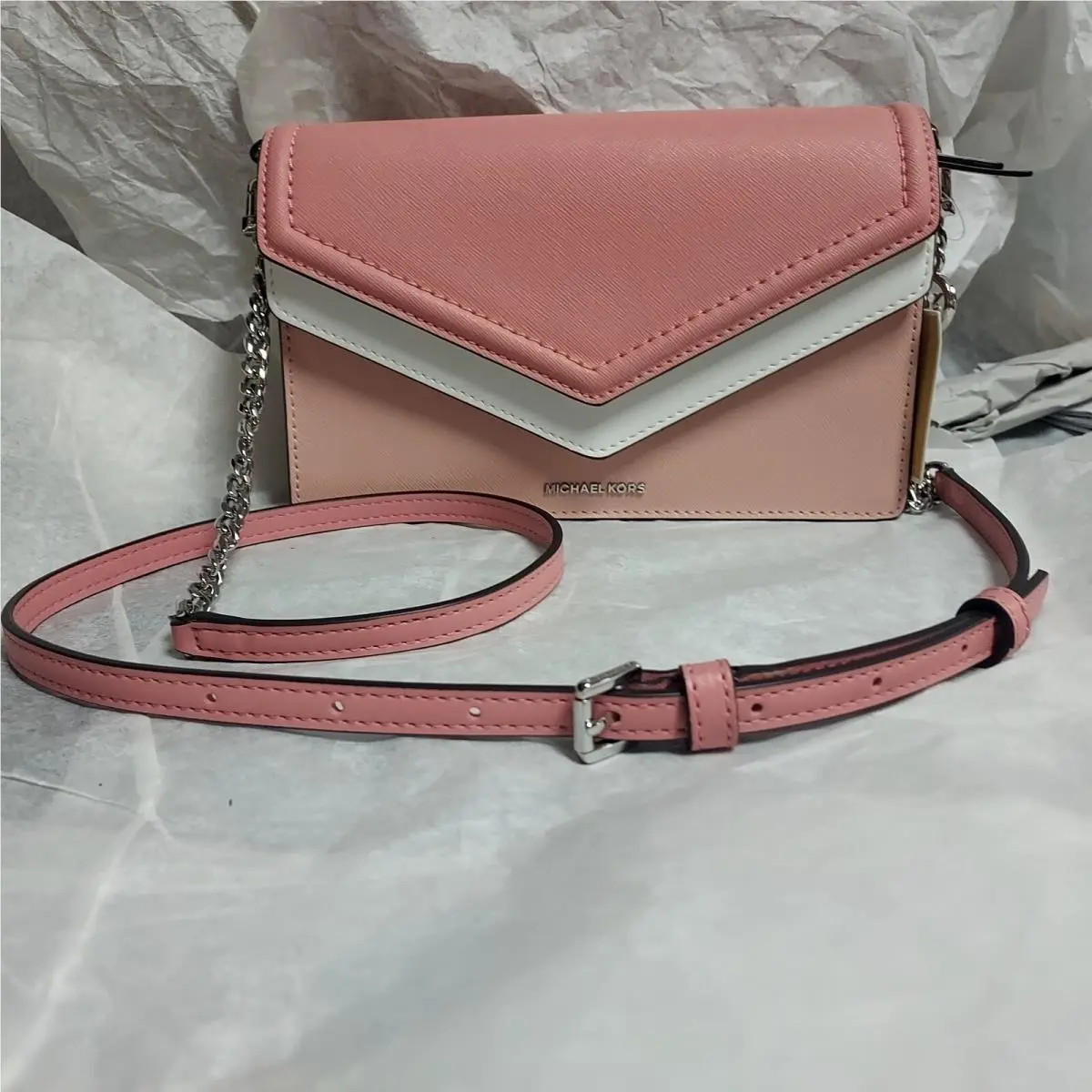 Michael Kors Jet Set Large Double Flap Envelope Crossbody Bag Primrose Pink