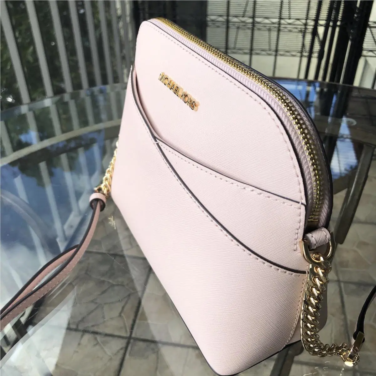 Michael Kors MK Purse Leather Dome Crossbody Shoulder Messenger Pink Bag Handbag