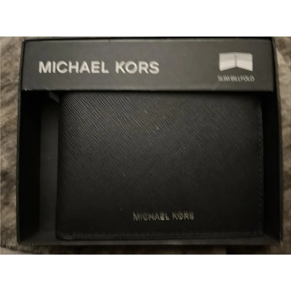 Michael Kors Andy Slim Billfold Bi Fold Card Leather Mens Card Wallet Black