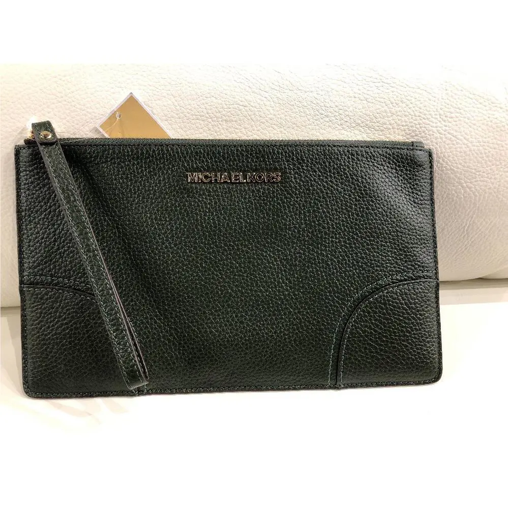 Kors Hattie Moss Leather Large Zip Clutch Wristlet