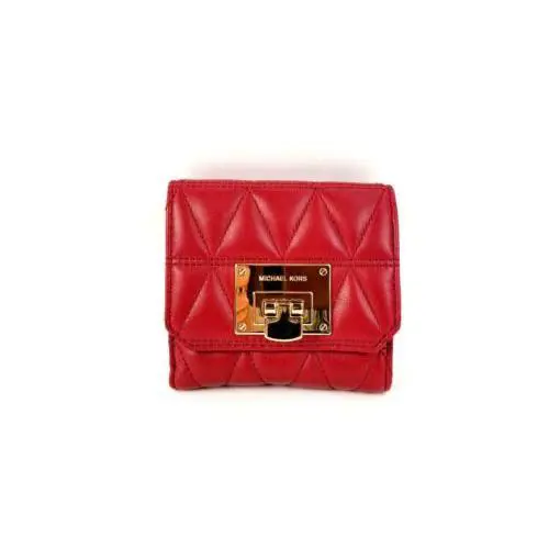 Michael Kors Wallet Vivianne Leather Trifold Coin Case Wallet Cherry Bnwts