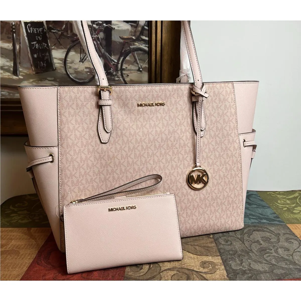Michael Kors Gilly Large Drawstring Travel Tote + Wallet Set