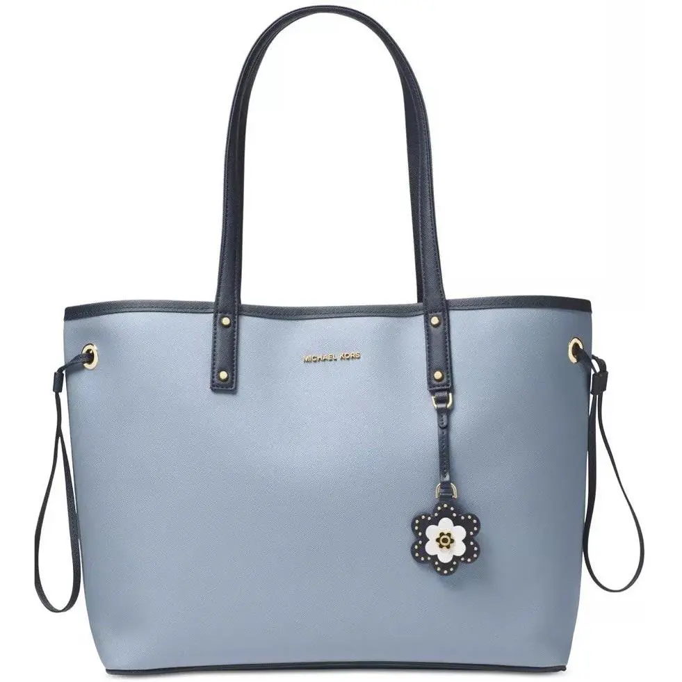 Michael Kors Carter Large Tote Bicolor Pale Blue Bag Pvc Tote Flower Logo