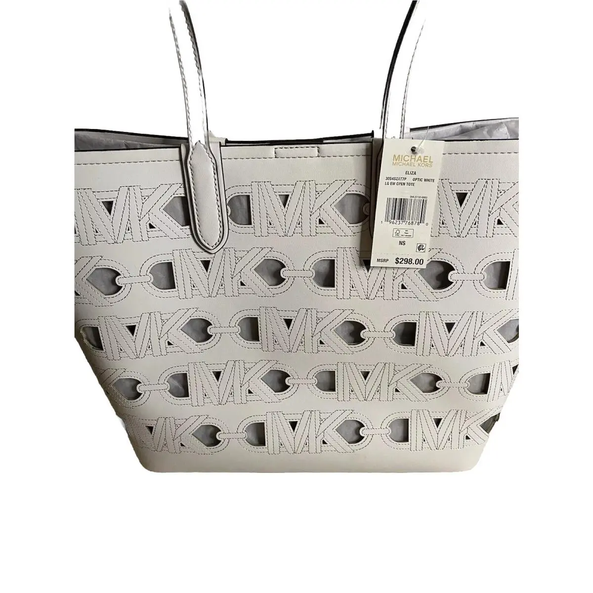 Michael Kors Eliza Large East West White Tote Luggage 298.00